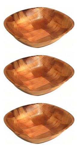 Set X 3 Ensaladera Frutera Cuadrada Madera Laminada 20cm