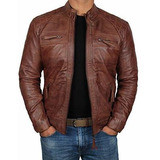 Chaqueta De Cuero Biker - Cazadora Moto Hombre