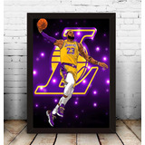 Pôster Quadro Lakers Lebron James Moldura Com Vidro  33x43#2