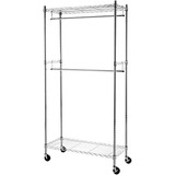 Amazonbasics Rack Doble Para Ropa Con Ruedas - Cromado