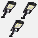 Kit 3 Refletor Solar Led Potente Prova Dágua Sensor Presença