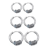 Aros Hombre 3 Pares Aritos Argolla Piercing Acero Quirúrgico