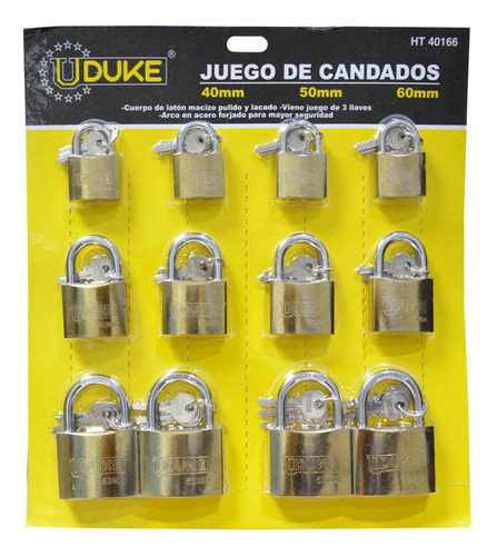 Candado Carton Uduke Dorado 40-50-60 (ht40166)