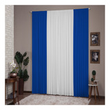 Cortina Versátil 4,00x2,80 Para Sala Ou Quarto Cor Azul-royal/branco