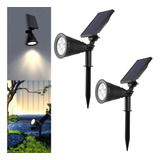 2pcs Solar Spotlight Estaca Jardín Impermeable Warm Lights