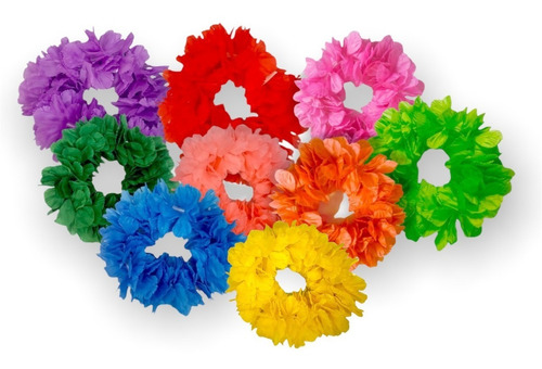 30 Corona Flores Premium Elastizadas Flúo, Colores Surtidos