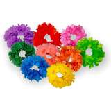 12 Corona Flores Premium Elastizadas Flúo, Colores Surtidos