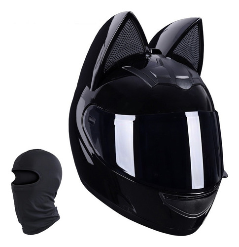 Casco De Motocicleta Con Orejas De Gato For Mujer, Cara B