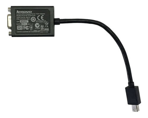 Adaptador Convertidor De Minidisplayport A Vga Lenovo Color Negro