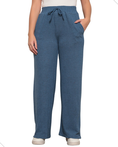 Calça Feminina Pantalona Cintura Alta Flare Tecido Lanzinha 