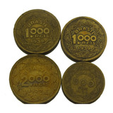 Lote Com 4 Moedas De 500/1000/2000 Réis Bronze 1939 0540