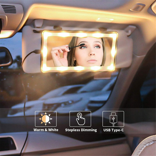  Espejo Led Tctil Con Luz Regulable Visera Para Auto Negro Foto 6