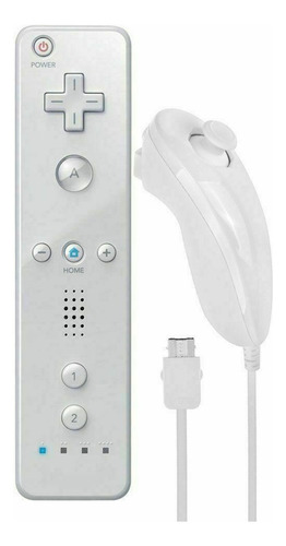 Kit Controle Remoto Compatível Com Jogo Wii +nunchuck Branco