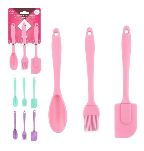 Kit Confeitaria E Cozinha Colher Pincel Espátula Silicone