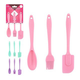 Kit Confeitaria E Cozinha Colher Pincel Espátula Silicone