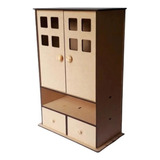 Guarda Roupa Para Bonecas Pequenas Mdf +  10 Cabides