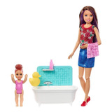 Barbie Skipper Niñera Hora De Baño Mattel Fxh05 Muñeca