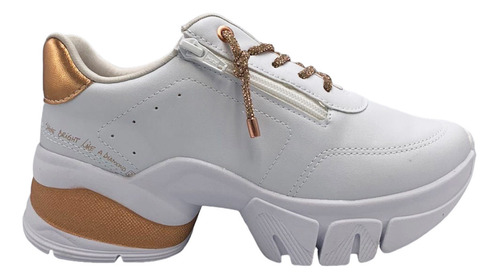 Tênis Ramarim Feminino Branco Rosê Sola Alta Sneaker 80105