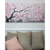 Cuadros Tripticos Decorativos Pintados A Mano Texturados Arbol Cerezo Sakura Living 