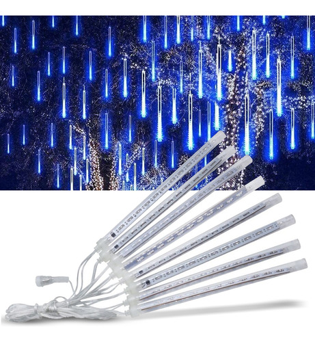 Meteoro Cascata 8t 2m Led Bastão Chuva Luz Az Snowfall Natal