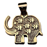 Dije De Los 7 Elefantes De La Fortuna En Chapa De Oro 18 K