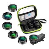 Apexel Kit Lentes 6 En 1 Fish Eye Wide Angle Macro + Filtros