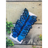 12 Mariposas Decorativas De Pluma Natural Azules, 13 Cm 