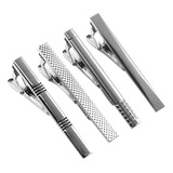 Silver Tie Bar 4 Piece Set Clip .