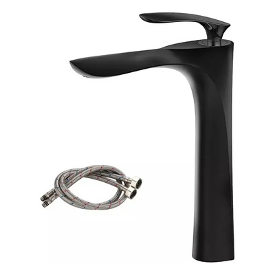 Grifo Mezclador Monomando Para Lavabo De Baño Alta Alargado Negro - Yesop Mate