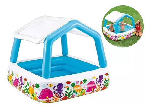  Pileta Inflable Con Techo Desmontable Niños Intex 280 Lts