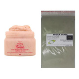 Argila Pura Verde 500g E Creme Facial Peeling Romã