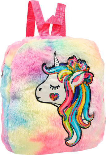 Mochila Nena Jardín Escolar Felpa Unicornio Cambia De Color