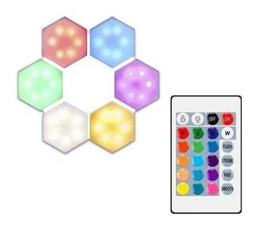 Kit 6 Luminárias Led Colmeia Rgb Controle Remoto  Decoração