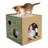 Casa De Carton Para Gatos Con Almohadillas Para Rascar De 2