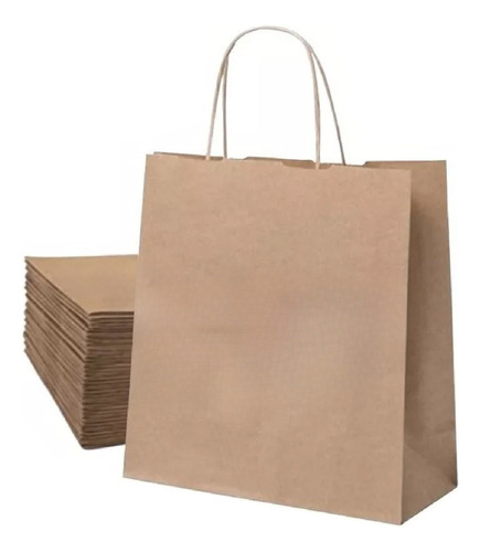 Bolsa De Papel Madera Kraft Con Manija 20x18x8 X50u,  Market Paper