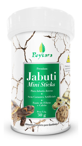 Ração Para Reptéis Jabuti Mini Sticks 30g - Poytara