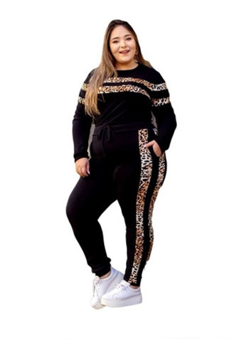  Conjunto Jaqueta Calça Plus Size Com Onça Animal Print #my