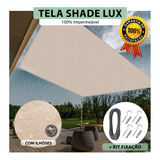 Tela Sombreamento Areia 4x4 Mts Impermeável Shade Lux + Kit