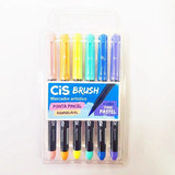 Marcador Brush Pen Lettering C/6 Tons Pastel Aquarelável Cis