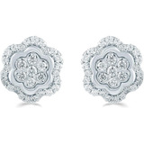 Aretes Dormilona Con Diseño Floral Diamantes Naturales 2 Qui