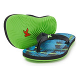 Chinelo Infantil Kenner Summer Capri Kids - Preto E Verde