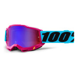 Gafas 100% Accuri 2 Pink Motocross Trail Con Lentes Espejadas Y Transparentes