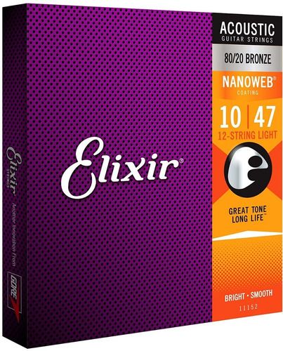 Cuerdas Elixir Para Guitarra Acustica 12 Cuerdas 11152-12