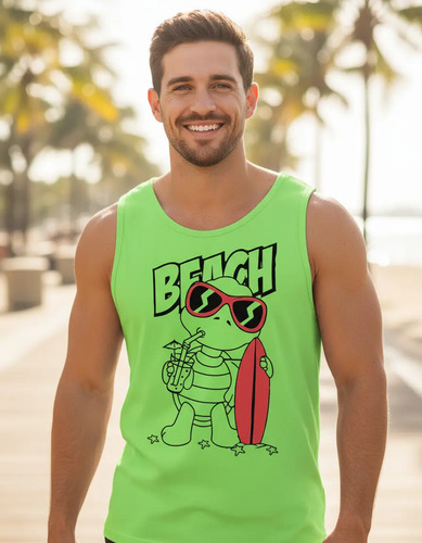 Playera Tank Top Tortuga En La Playa Tirantes De Algodón | MercadoLibre