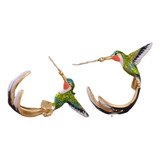 Hermosos Aretes De Colibrí Tipo Olió.