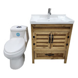 Sala De Baño Vanitorio 70cms Rustico + One Piece 30cms