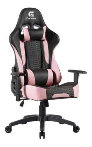 Cadeira De Escritório Fortrek Cruiser Gamer Ergonômica  Preto E Rosa Com Estofado De Couro Sintético