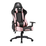 Cadeira De Escritório Fortrek Cruiser Gamer Ergonômica  Preto E Rosa Com Estofado De Couro Sintético