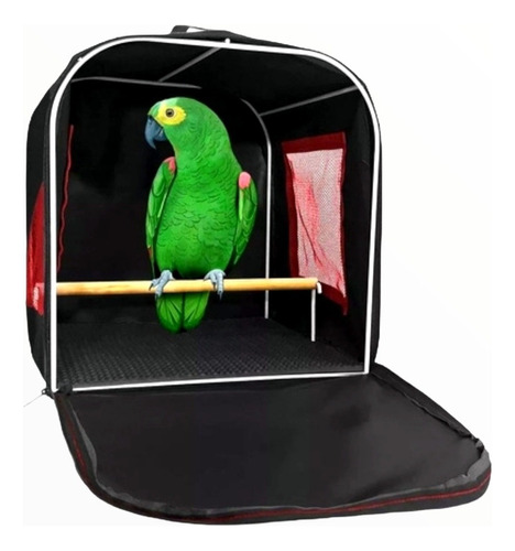 Bolsa Gaiola De Transporte Aves Papagaios Pássaros Maritacas Cor Preto