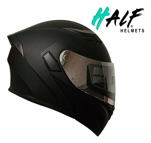 Casco Abatible Half Negro Mate Dot C/luz Trasera Doble Visor